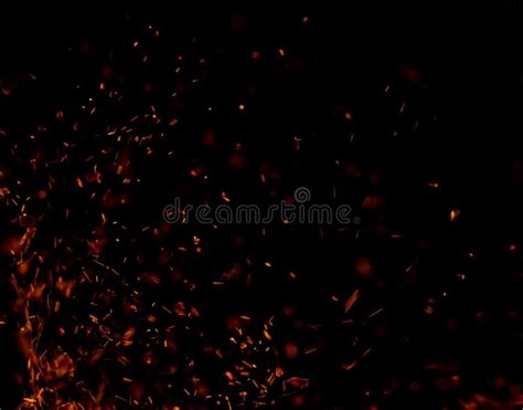 Fire Flame With Sparks On Black Background Stock Image Image Of