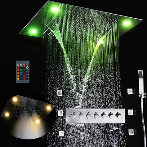 Cascada Classic Design 23x31 Large Rain Shower Set With Waterfall Led