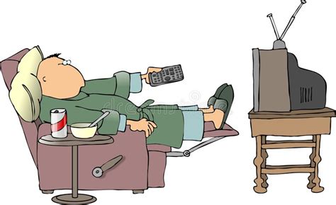 Sick Man Watching Tv Stock Illustration Illustration Of