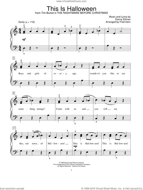 Traditional Halloween Song Sheet Music Easy Piano In A Minor Download