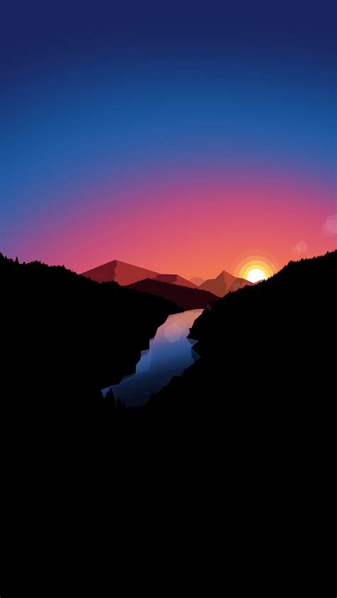 Polygon Sunset 1080×2400 Ramoledbackgrounds