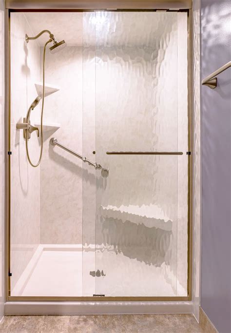 As one of the best bath shower ideas we've found, this interior. Re-Bath DuraBath Acrylic walk-in shower in white #marble ...