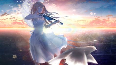 Anime Girl Playing Violin Wallpaper