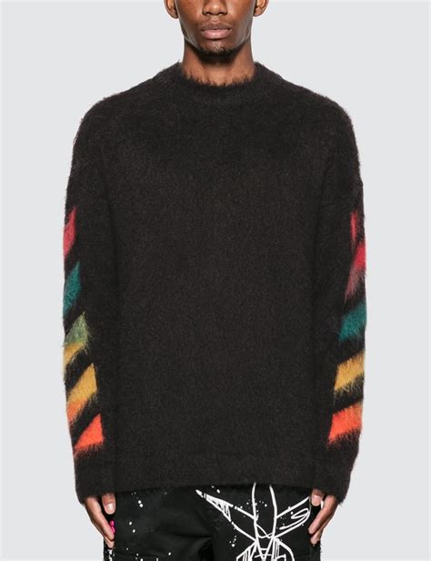 Off White Diag Brushed Mohair Crewenck Sweater Hbx