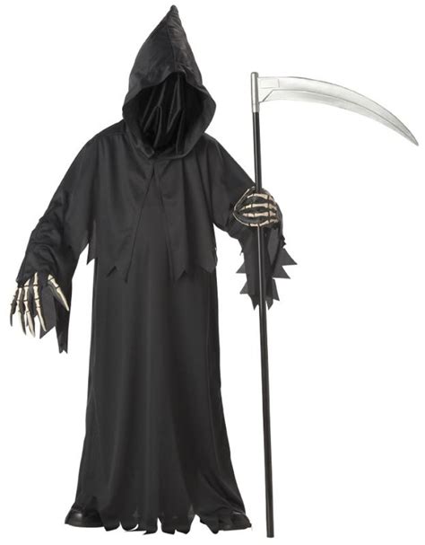 Grim Reaper Deluxe Boys Evil Death Skeleton Robe Hood Halloween Costume