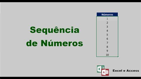 Sequencia Numerica No Excel