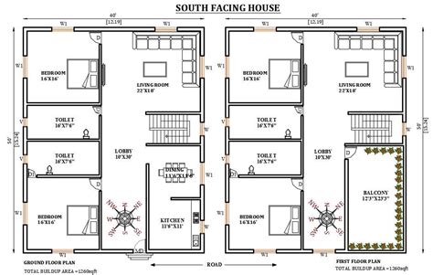 40x50 South Facing House Plan Is Given In This Autocad Drawing File
