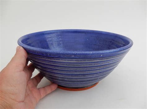 Blue Ceramic Bowl Pottery Serving Bowl Cobalt Blue Terra Etsy