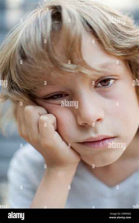 Boy With Bored Expression On Face Portrait Stock Photo 50270796 Alamy