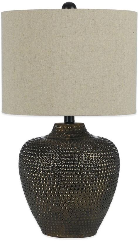 Danbury Angelohome Angelohome Table Lamp In Brown With Dark Linen