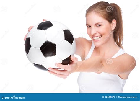 Passioné Du Football Femelle Image Stock Image Du Loisirs Bonheur 12621877