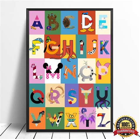 Disney Abc Alphabet Poster Disney Posters T Wall Art Etsy