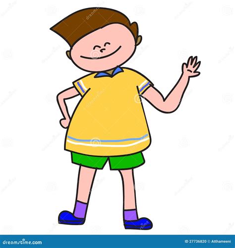 Hand Drawn Cartoon Happy Boy Stock Photo Image 27736820