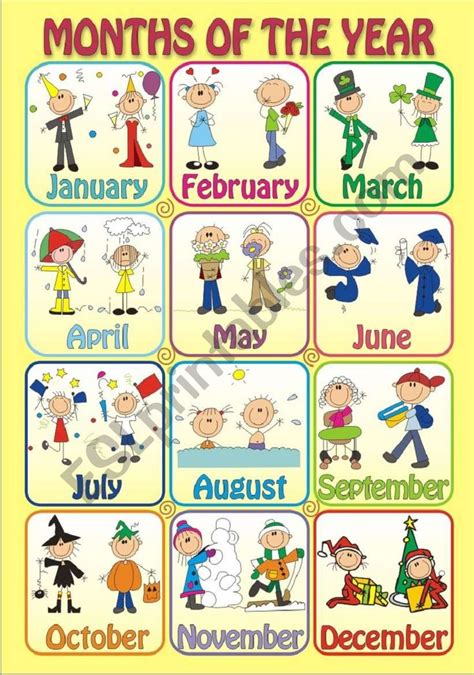 Months Of The Year Poster Esl Worksheet By Robirimini Months Of