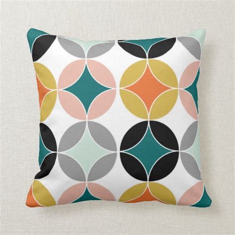 stylish modern mid century circles repeat pattern pillow zazzle