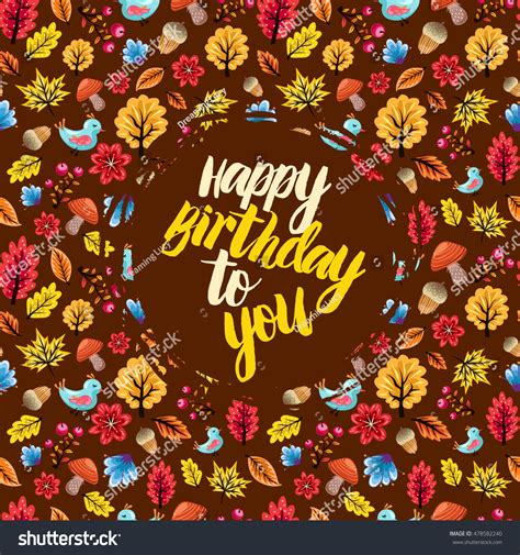 Happy Birthday Card On Colorful Autumn Stock Vector Royalty Free