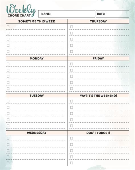 10 Best Printable Weekly Chore Chart Pdf For Free At Printablee