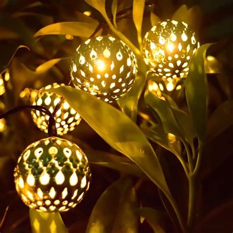 20 Led Globe Moroccan Orb Ball Waterproof Solar String Lights