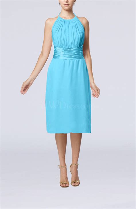 Maybe you would like to learn more about one of these? Turquoise Simple Halter Backless Chiffon Knee Length ...