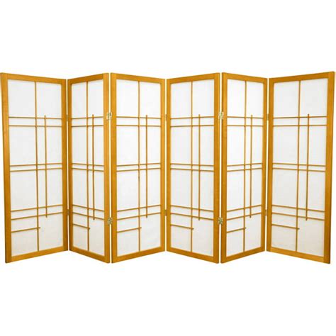 Oriental Furniture 4 Ft Tall Eudes Shoji Screen Honey 6 Panel Shoji