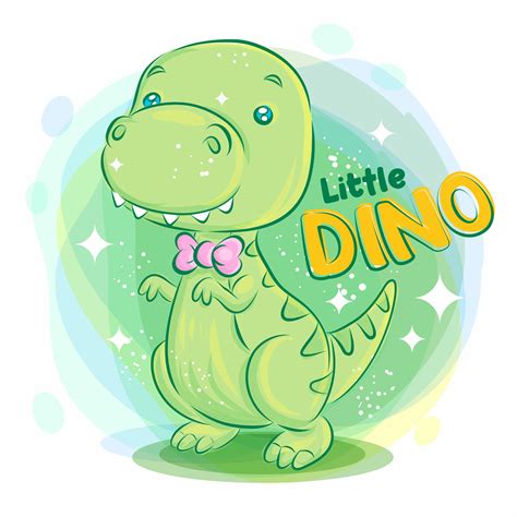 Cute Dino Smiling And Wearing Pink Ribbon 1255822 Vector Art At Vecteezy