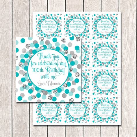 Thank You For Celebrating My Birthday With Me Tags Printable Teal And