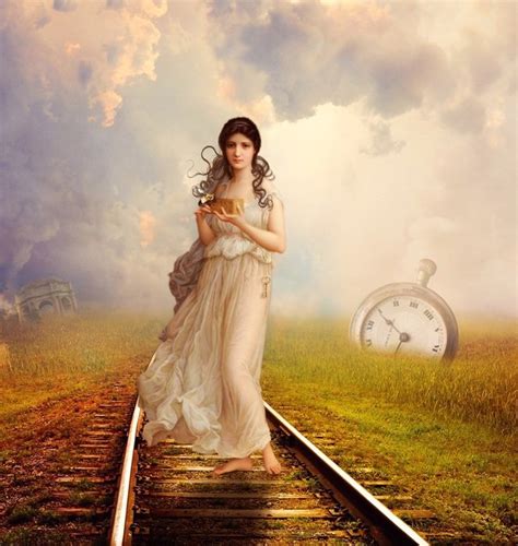Fantasy Girl Standing On The Railroad Tracks Free Image Download