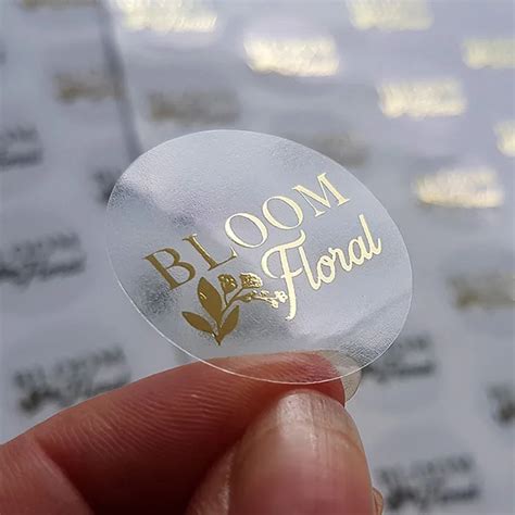 Personalized Clear Custom Logo Gold Foil Stickers 1 Inch Etiquette Hot