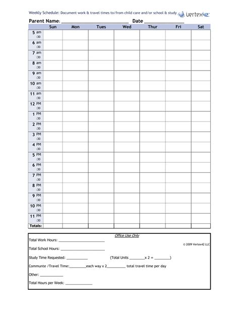 Weekly Schedule Template Vertex42 Download Printable Pdf Templateroller