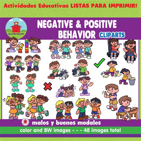 Positive And Negative Behavior Cliparts Buenos Y Malos Modales Etsy