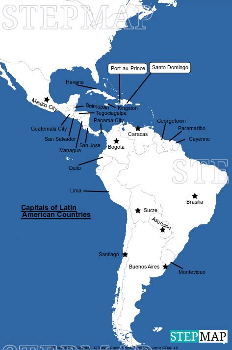 Stepmap Capital Cities Of Latin America Landkarte Für World