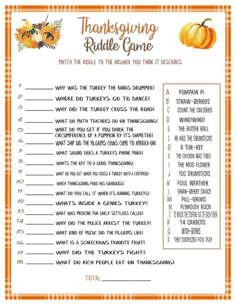 A Thanksgiving Riddle Game With Pumpkins On It