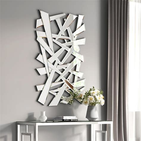 kohros large modern art wall mirror irregular beveled rectangular mirror decor for