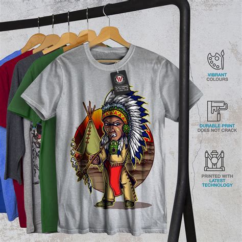 Wellcoda Native Indian Man Mens T Shirt Cartoon Graphic Design Printed Tee Ebay