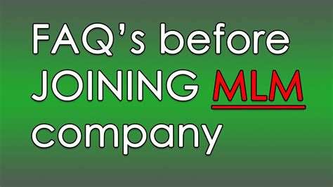 Faqs Before Joining Mlm Company Youtube