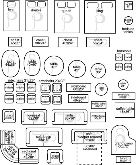 Free Printable Furniture Templates 1/8 Scale
