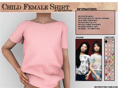 Simtographies Updated Meshes 02 Child Female Shirt