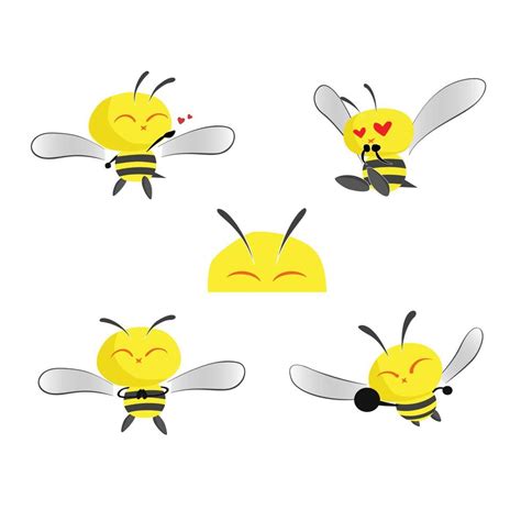 Cute Bee Character Set Vector 6569296 Vector Art At Vecteezy