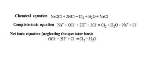 Net Ionic Equation For Hcl Naclo Homeworklib