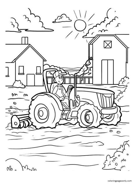 The Tractor With Crane Coloring Pages Free Printable Coloring Pages