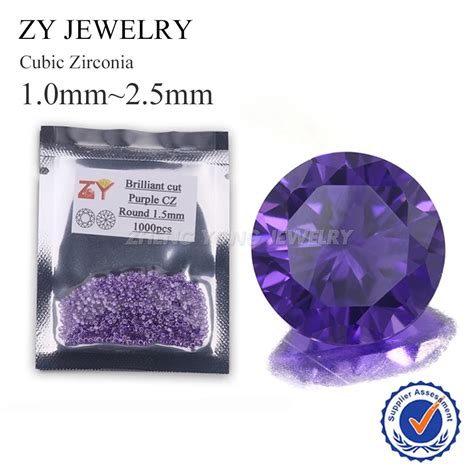 1000pcs 10~30mm 5a Round Cut Cz Stone Brilliant Purple Cubic Zirconia