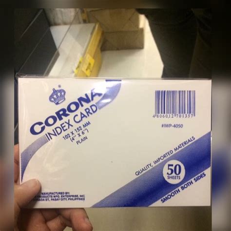 Item sold per pack 100 pieces per pack 160gsm brand: Corona index card (plain) (4x6) | Shopee Philippines