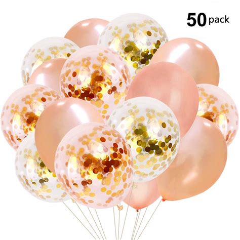Buy Rose Gold Confetti Balloons 60 Pack Orange And Gold Confetti 12