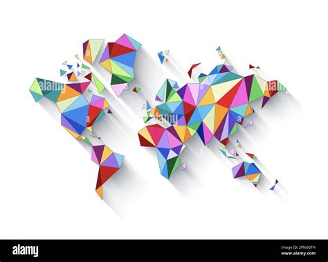 World Map Shape Made Of Colorful Polygons 3d Illustration Isolated On