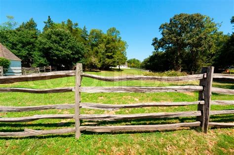 Ancient Wooden Fence On The Farm Stock Image Colourbox