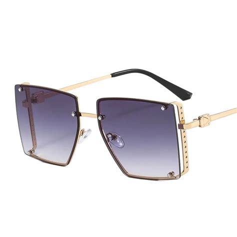 2021 New Fashion Shield Sunglasses Women Men Color Gradients Lens Alloy Frame Rimless Luxury