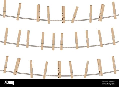 Collection Of Brown Wooden Clothespins Pegs Illustration Stock Vector