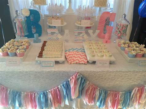 Sweet Simplicity Bakery — Gender Reveal Dessert/Candy Table in White