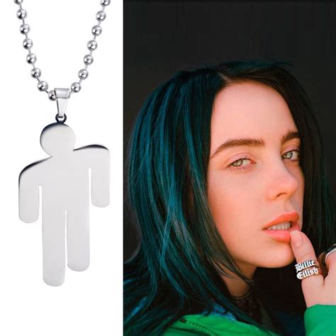 Billie Eilish Pendant Necklace Round Strand Chain Stainless Steel