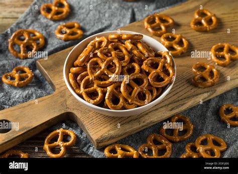 Salty Crunchy Pretzel Crackers In A Bowl Stock Photo Alamy